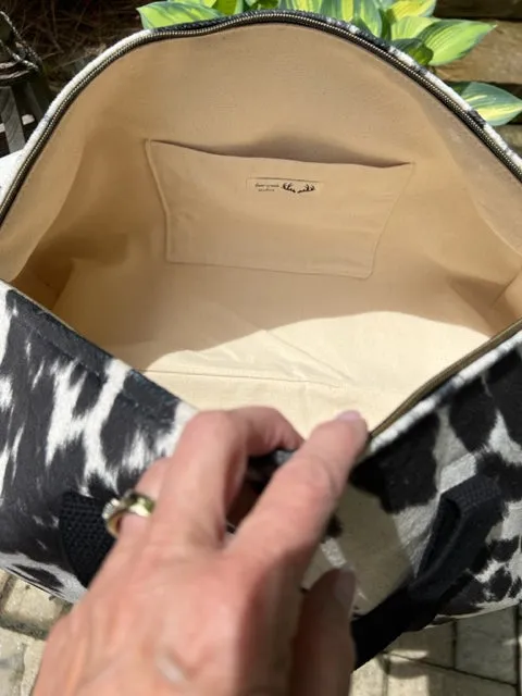 Dallas Duffel - Black & White Faux Cowhide - Duffel Bag - Travel Bag - Overnight Bag