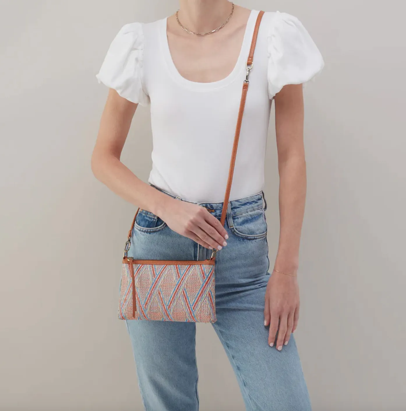Darcy Crossbody | Multi Weave with Leather Trim