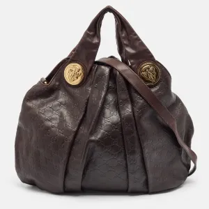 Dark Brown Guccissima Leather Large Hysteria Hobo