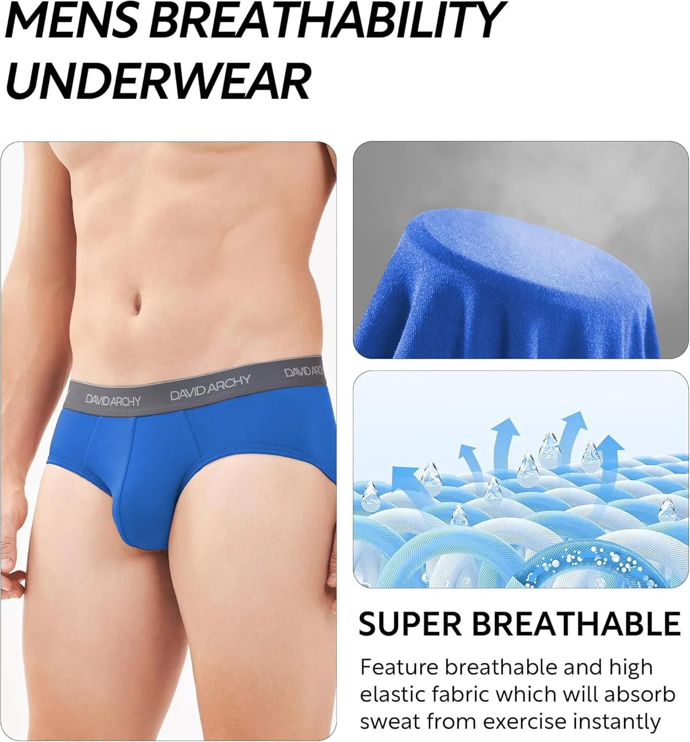 DAVID ARCHY Men's Briefs Rayon Made from Bamboo Underwear Comfort Fit Super Soft Comfort NO Fly Briefs 4 or 7 Pack
