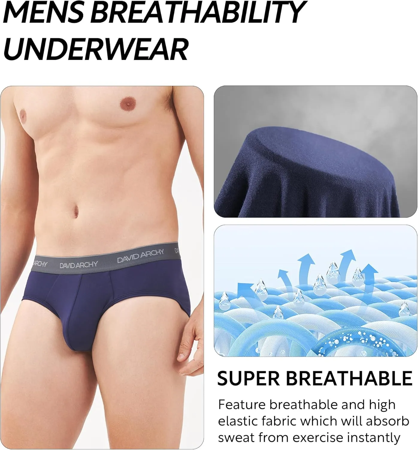 DAVID ARCHY Men's Briefs Rayon Made from Bamboo Underwear Comfort Fit Super Soft Comfort NO Fly Briefs 4 or 7 Pack