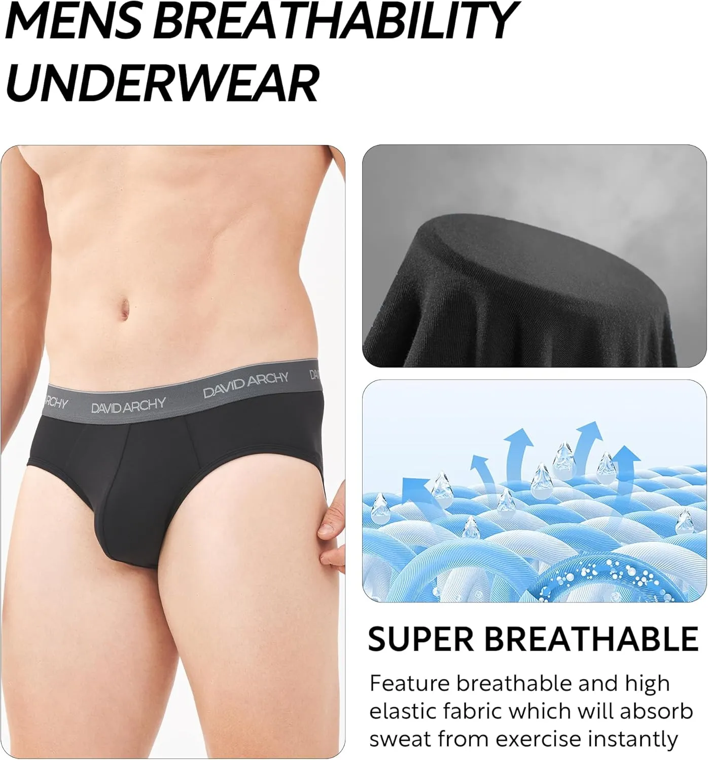 DAVID ARCHY Men's Briefs Rayon Made from Bamboo Underwear Comfort Fit Super Soft Comfort NO Fly Briefs 4 or 7 Pack