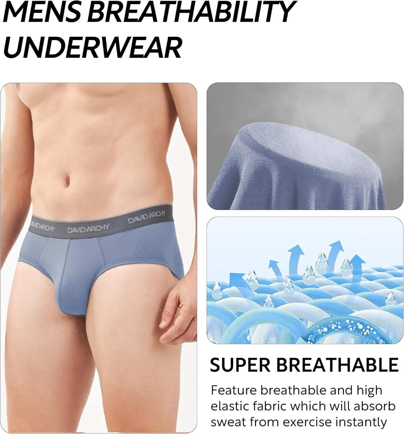 DAVID ARCHY Men's Briefs Rayon Made from Bamboo Underwear Comfort Fit Super Soft Comfort NO Fly Briefs 4 or 7 Pack