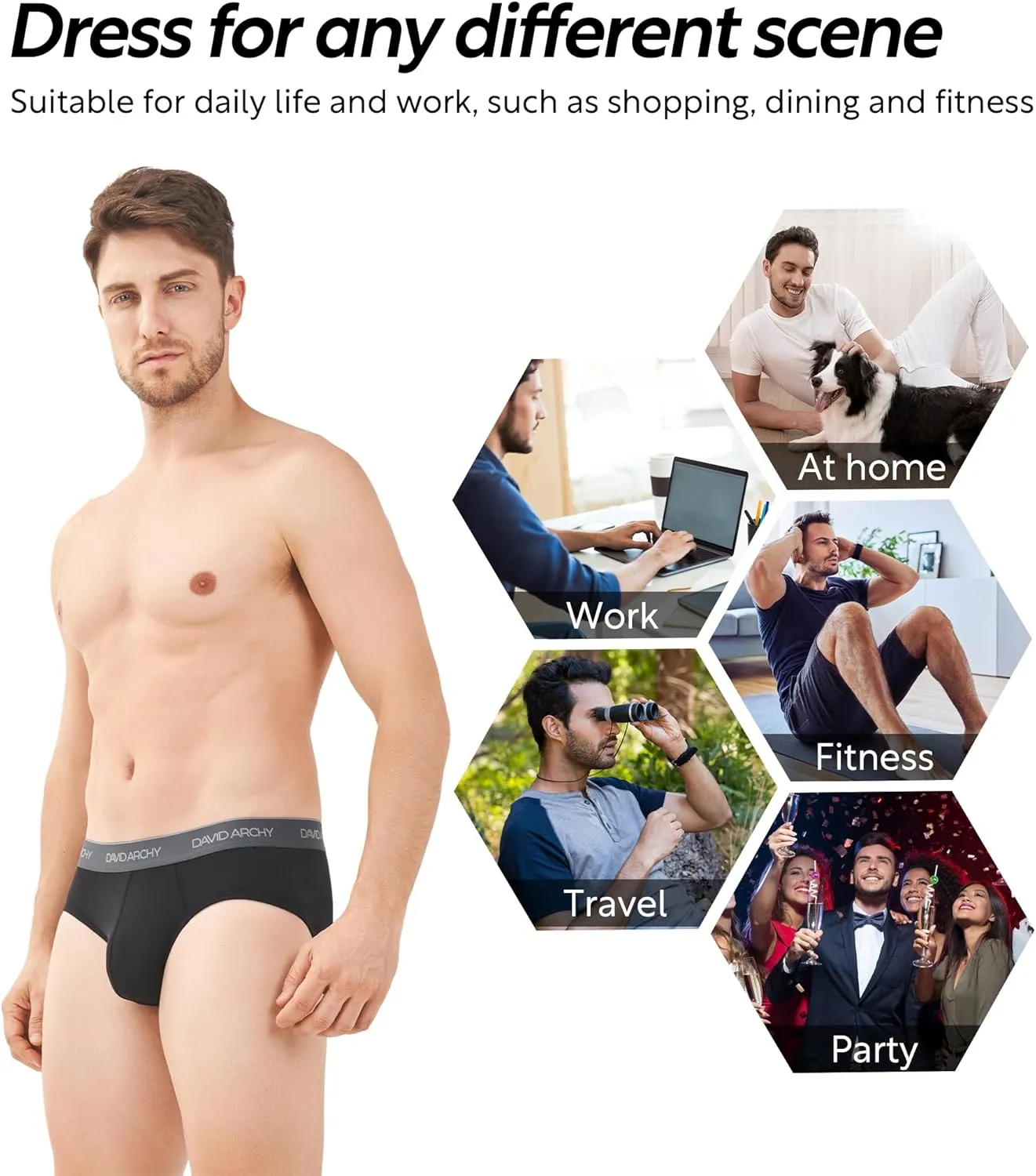 DAVID ARCHY Men's Briefs Rayon Made from Bamboo Underwear Comfort Fit Super Soft Comfort NO Fly Briefs 4 or 7 Pack