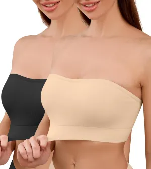 DEANGELMON Strapless Bras for Women Comfort Non-Slip Seamless Padded Bralette Clear Straps Wireless Tube Top Bra