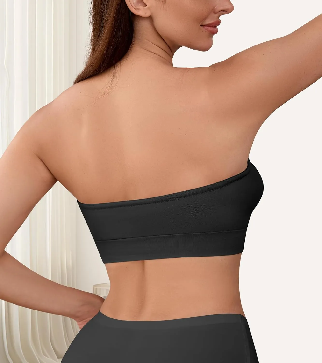 DEANGELMON Strapless Bras for Women Comfort Non-Slip Seamless Padded Bralette Clear Straps Wireless Tube Top Bra