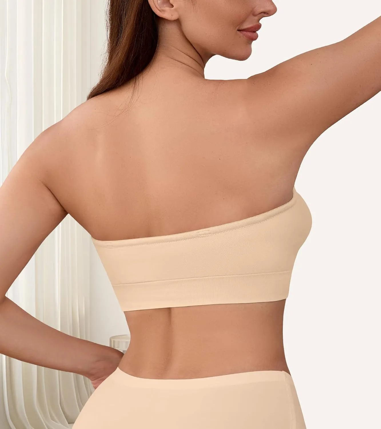 DEANGELMON Strapless Bras for Women Comfort Non-Slip Seamless Padded Bralette Clear Straps Wireless Tube Top Bra