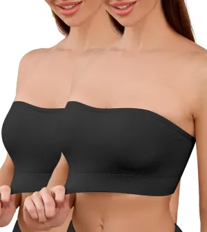 DEANGELMON Strapless Bras for Women Comfort Non-Slip Seamless Padded Bralette Clear Straps Wireless Tube Top Bra
