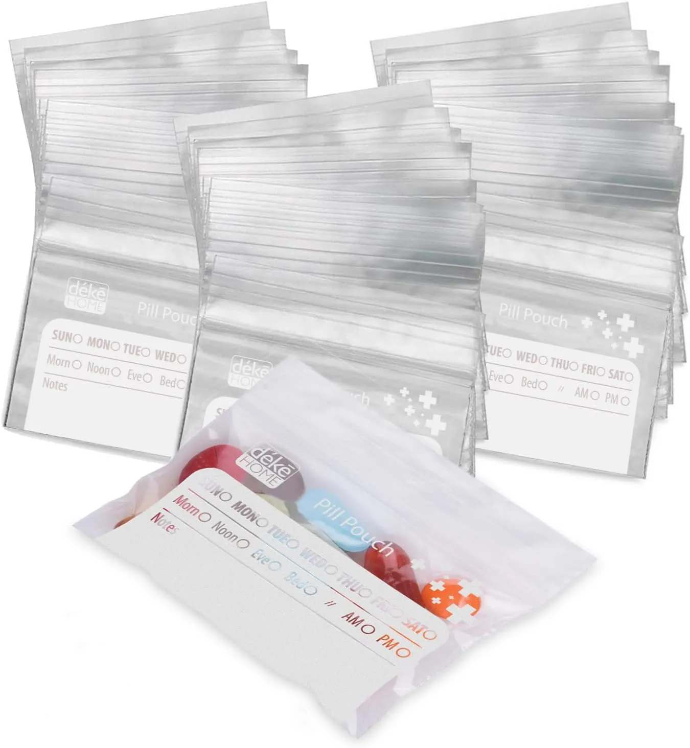 Deke Home - 500 Pack Clear Resealable Pill Bags (4x2.75 in), Travel Medicine Pouches with Write-On Label, BPA-Free Disposable Pill Organizer for Medications, Vitamins & Supplements