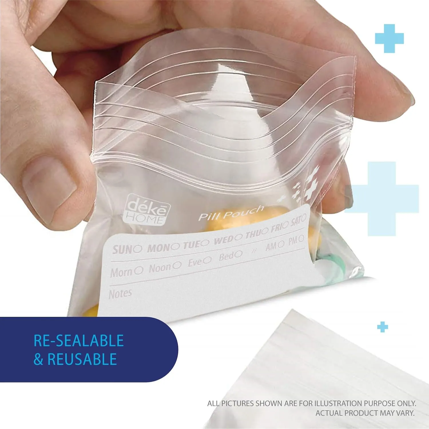 Deke Home - 500 Pack Clear Resealable Pill Bags (4x2.75 in), Travel Medicine Pouches with Write-On Label, BPA-Free Disposable Pill Organizer for Medications, Vitamins & Supplements