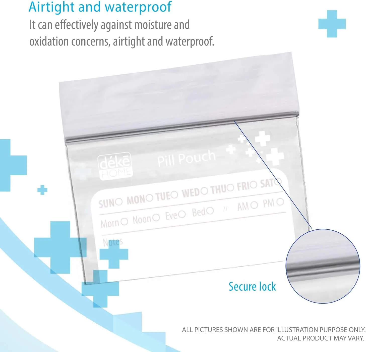 Deke Home - 500 Pack Clear Resealable Pill Bags (4x2.75 in), Travel Medicine Pouches with Write-On Label, BPA-Free Disposable Pill Organizer for Medications, Vitamins & Supplements