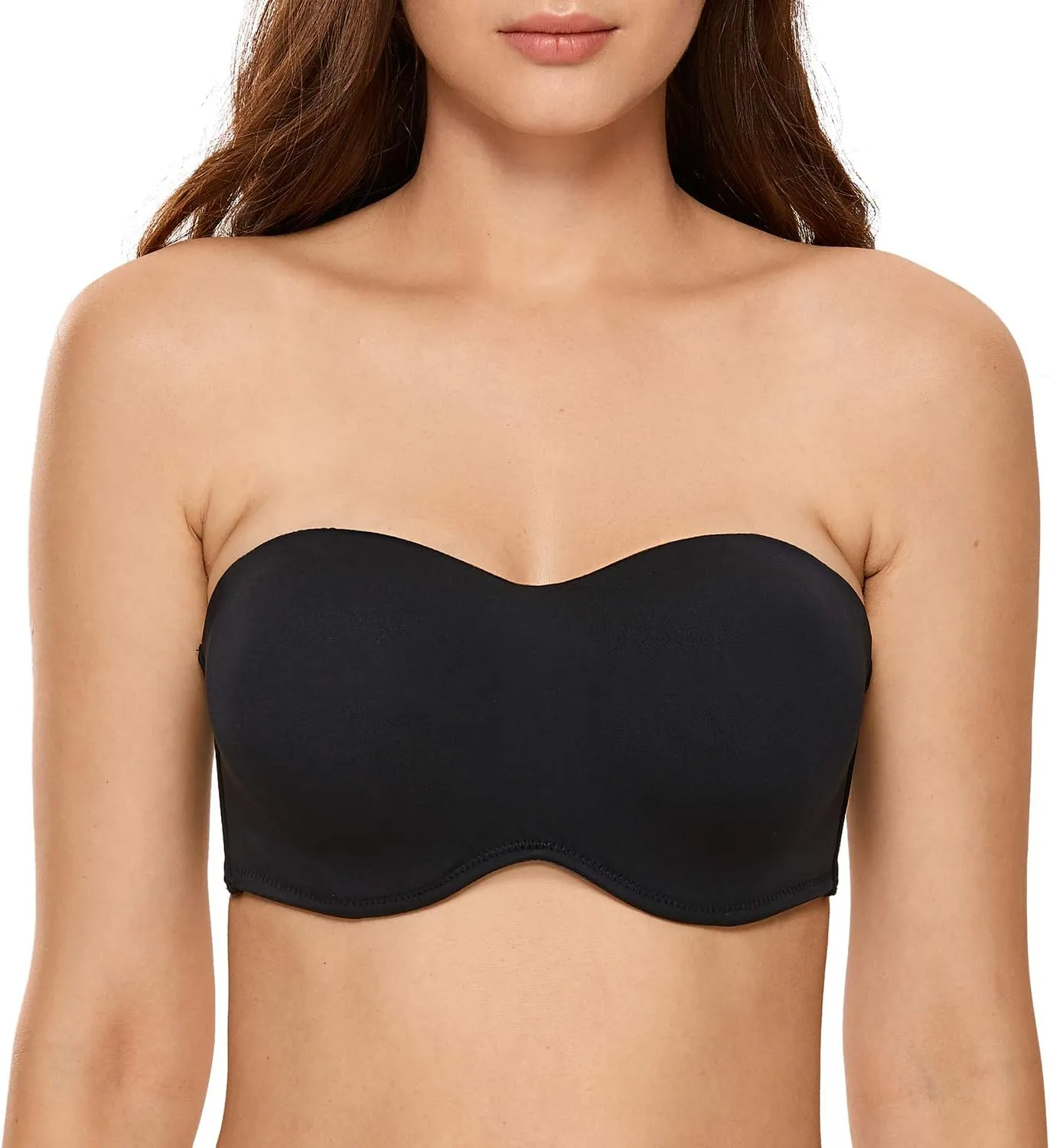 DELIMIRA Women's Strapless Bra Minimizer Seamless Underwire Unlined Bandeau for Big Bust
