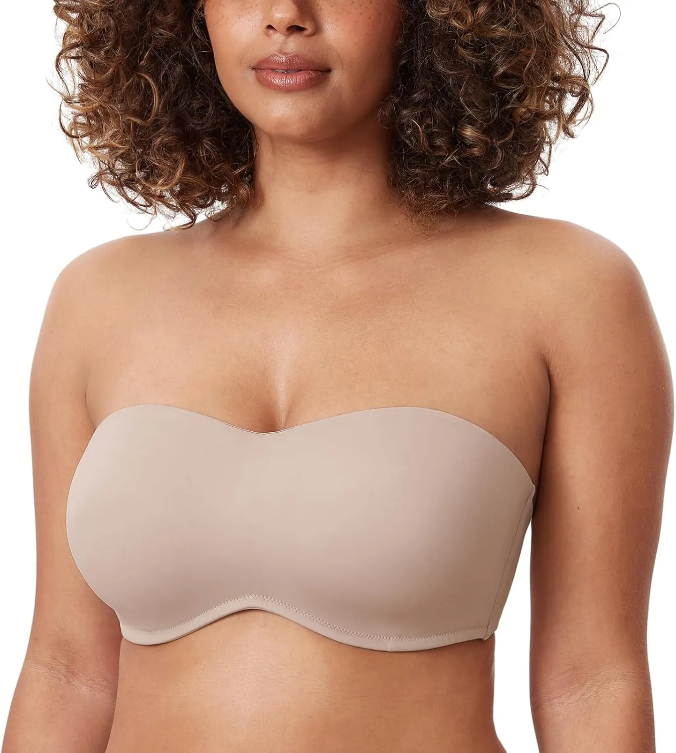 DELIMIRA Women's Strapless Bra Minimizer Seamless Underwire Unlined Bandeau for Big Bust
