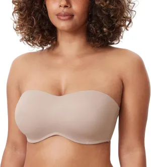 DELIMIRA Women's Strapless Bra Minimizer Seamless Underwire Unlined Bandeau for Big Bust