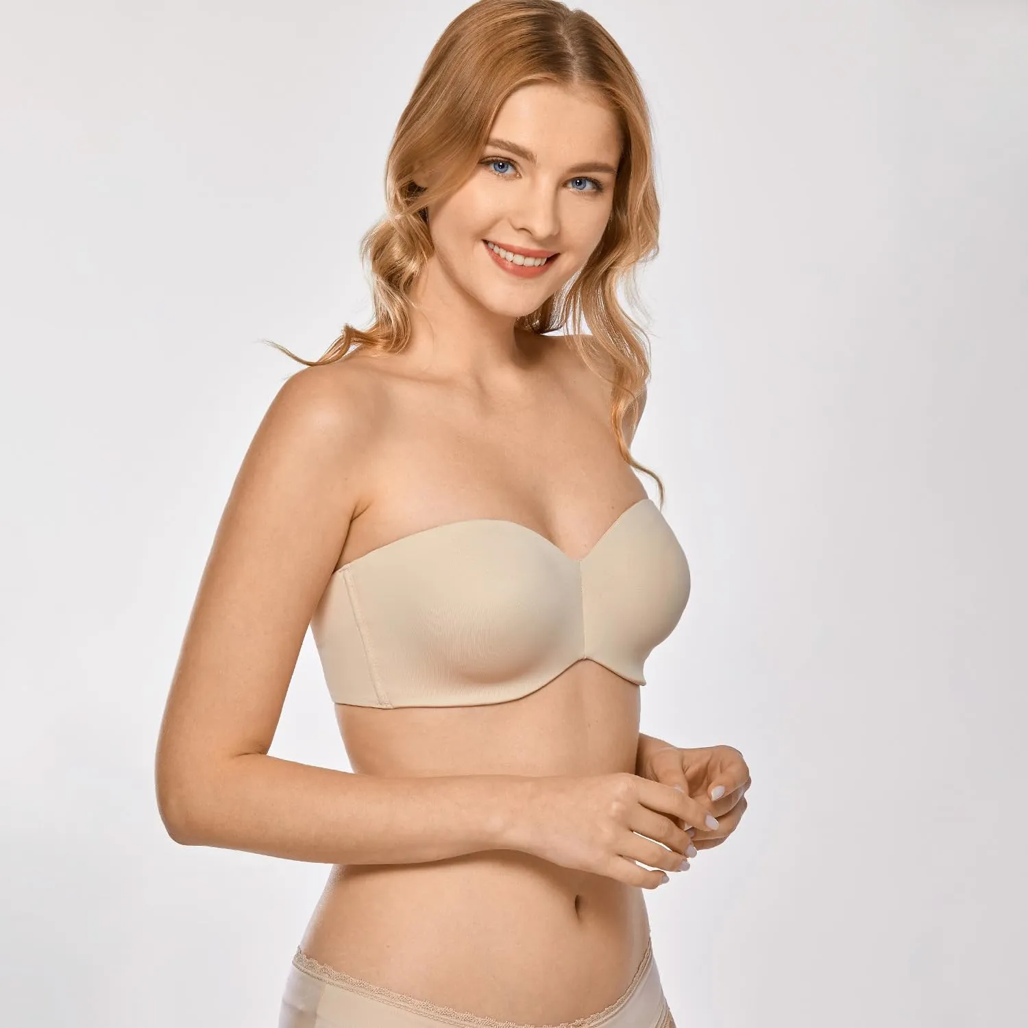 DELIMIRA Women's Strapless Bra Unlined Underwire Minimizer Plus Size Support