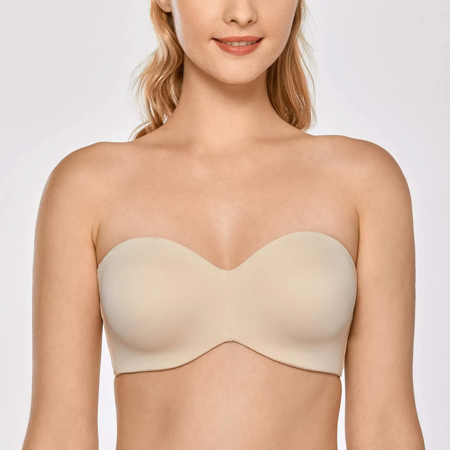 DELIMIRA Women's Strapless Bra Unlined Underwire Minimizer Plus Size Support