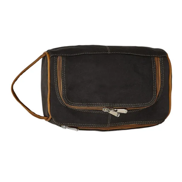 Deluxe Toiletry Bag, Canvas with Leather