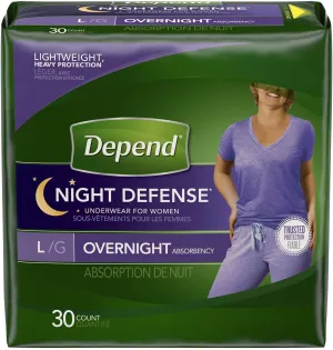 Depend Night Defense Incontinence Overnight Underwear for Women, L, 14 Underwear (Pack of 2)