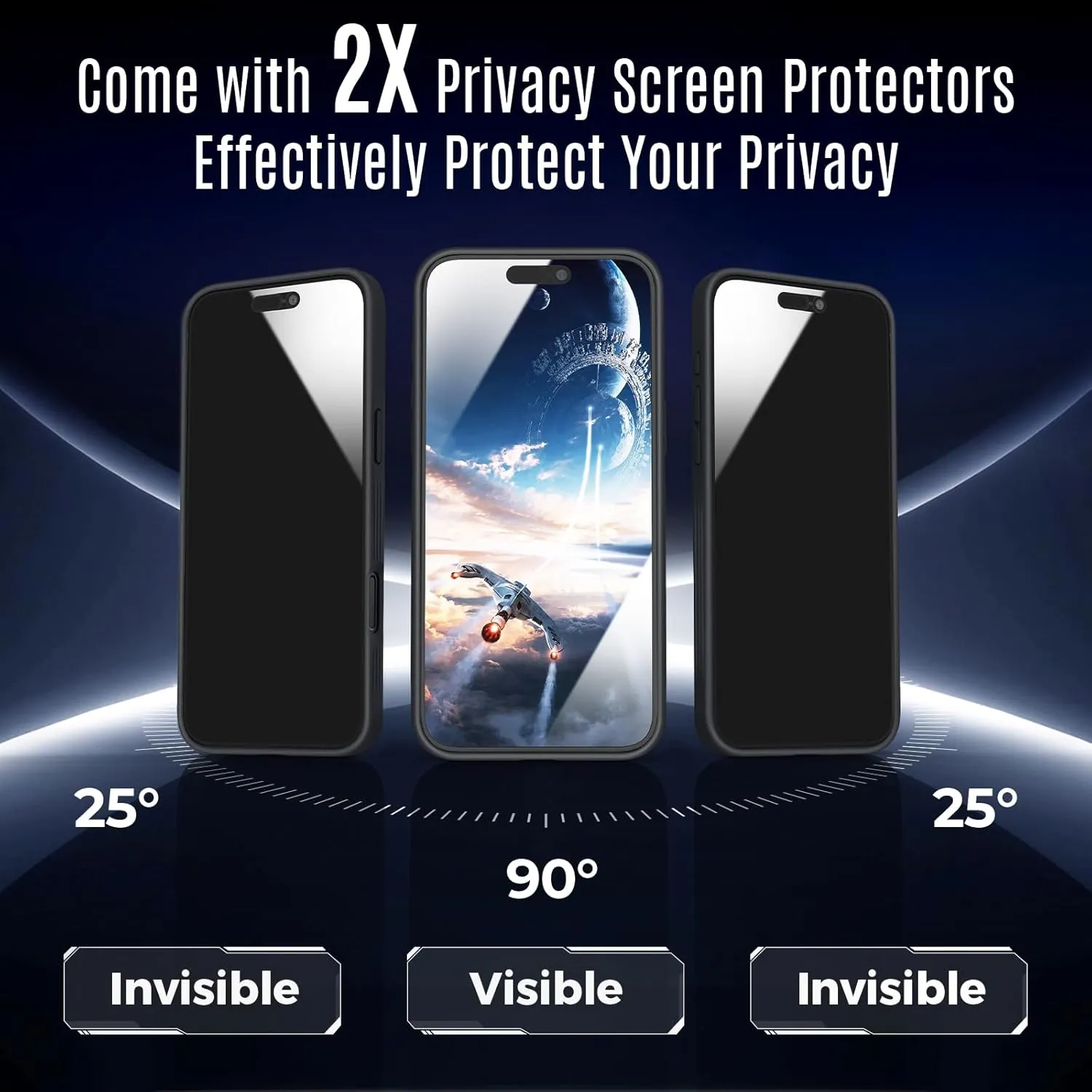 Designed for iPhone 16 Pro Case, Compatible with MagSafe, with Privacy Screen Protectors X2, [Camera Protection] [15FT Military Drop Protection] Shockproof Phone Case, 2024, Black