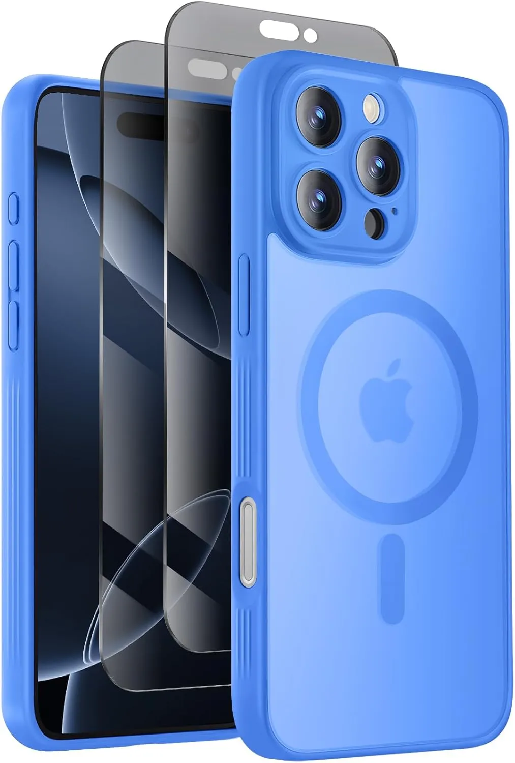 Designed for iPhone 16 Pro Case, Compatible with MagSafe, with Privacy Screen Protectors X2, [Camera Protection] [15FT Military Drop Protection] Shockproof Phone Case, 2024, Blue