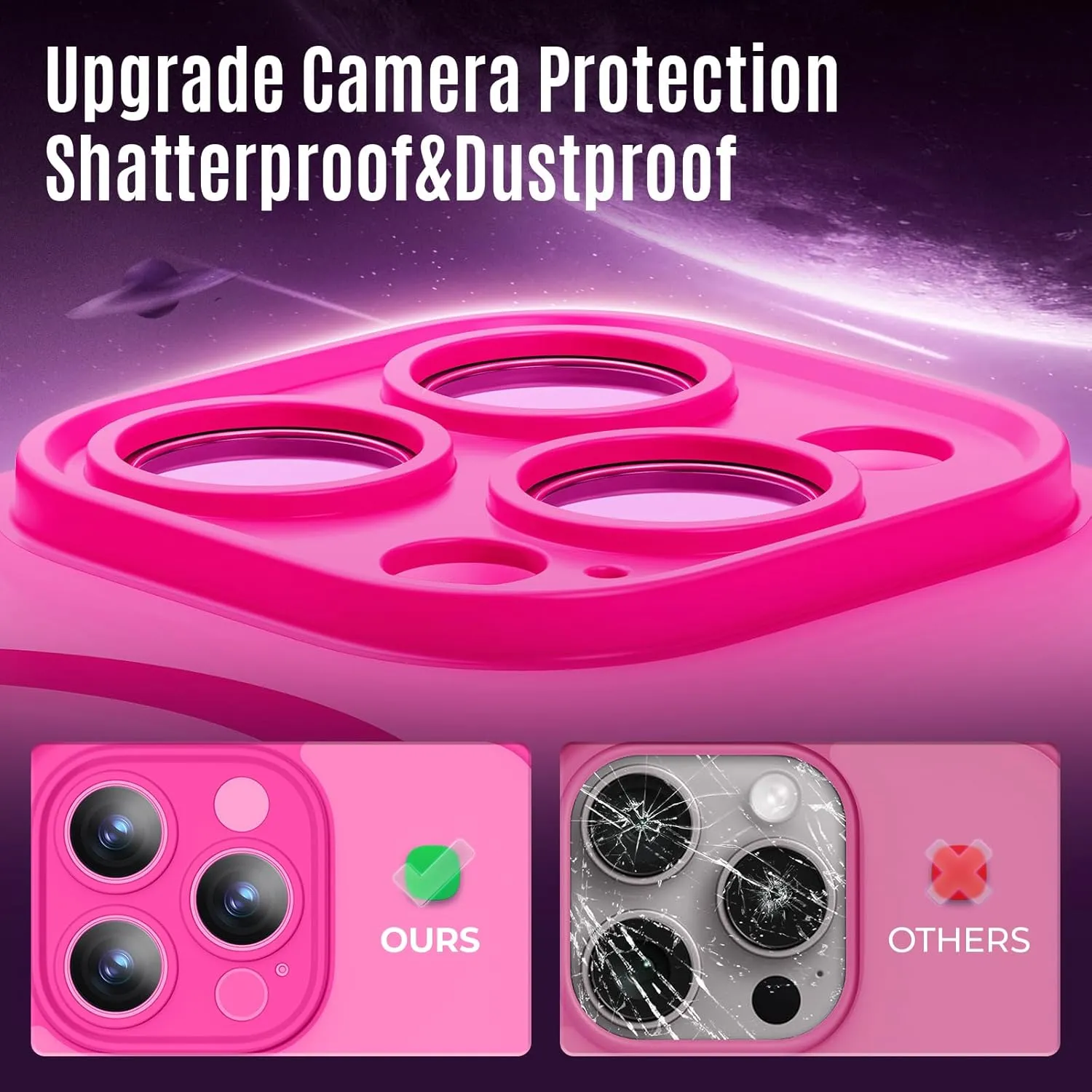 Designed for iPhone 16 Pro Case, Compatible with MagSafe, with Privacy Screen Protectors X2, [Camera Protection] [15FT Military Drop Protection] Shockproof Phone Case, 2024, Hot Pink