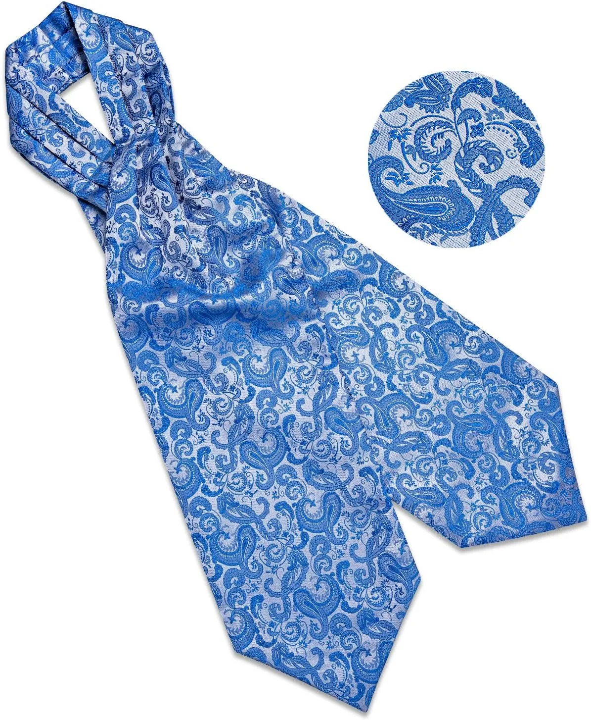 DiBanGu 3PCS Ascot Ties for Men Wedding Jacquard Woven 100% Silk Ascot Cravat for Men Cravat Tie and Pocket Square Set