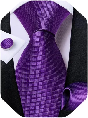 DiBanGu Mens Solid Color Tie and Pocket Square Set Woven Silk Plain Necktie & Handkerchief for Men Wedding Party Formal