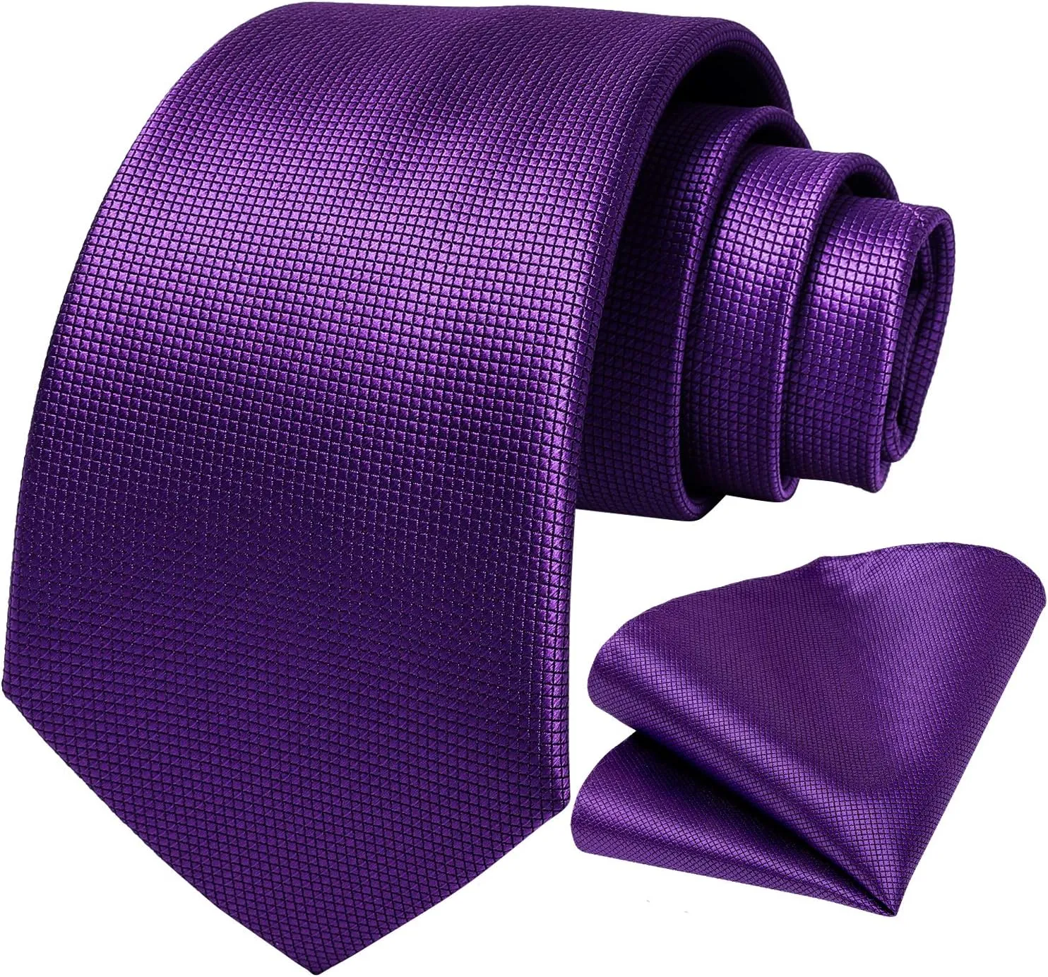 DiBanGu Mens Solid Color Tie and Pocket Square Set Woven Silk Plain Necktie & Handkerchief for Men Wedding Party Formal
