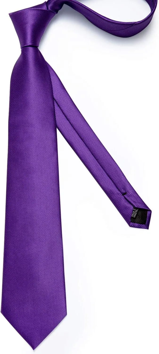 DiBanGu Mens Solid Color Tie and Pocket Square Set Woven Silk Plain Necktie & Handkerchief for Men Wedding Party Formal