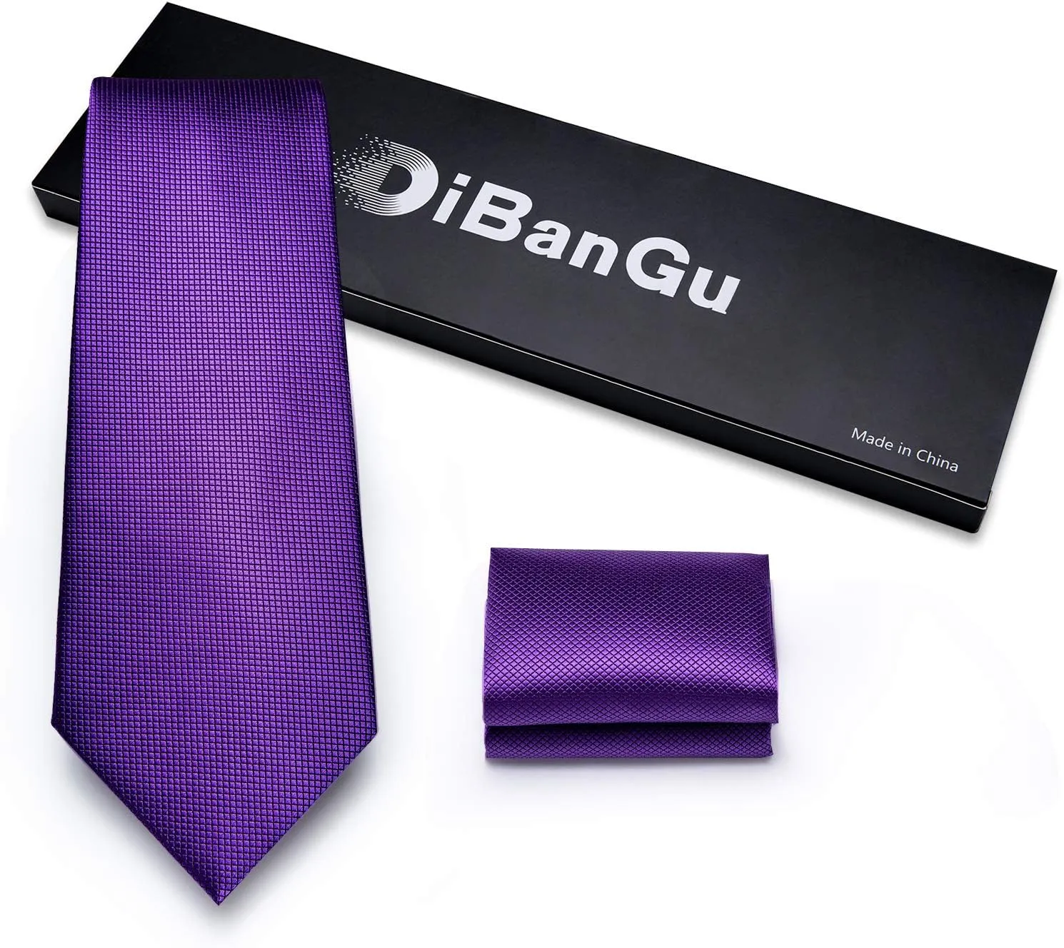 DiBanGu Mens Solid Color Tie and Pocket Square Set Woven Silk Plain Necktie & Handkerchief for Men Wedding Party Formal
