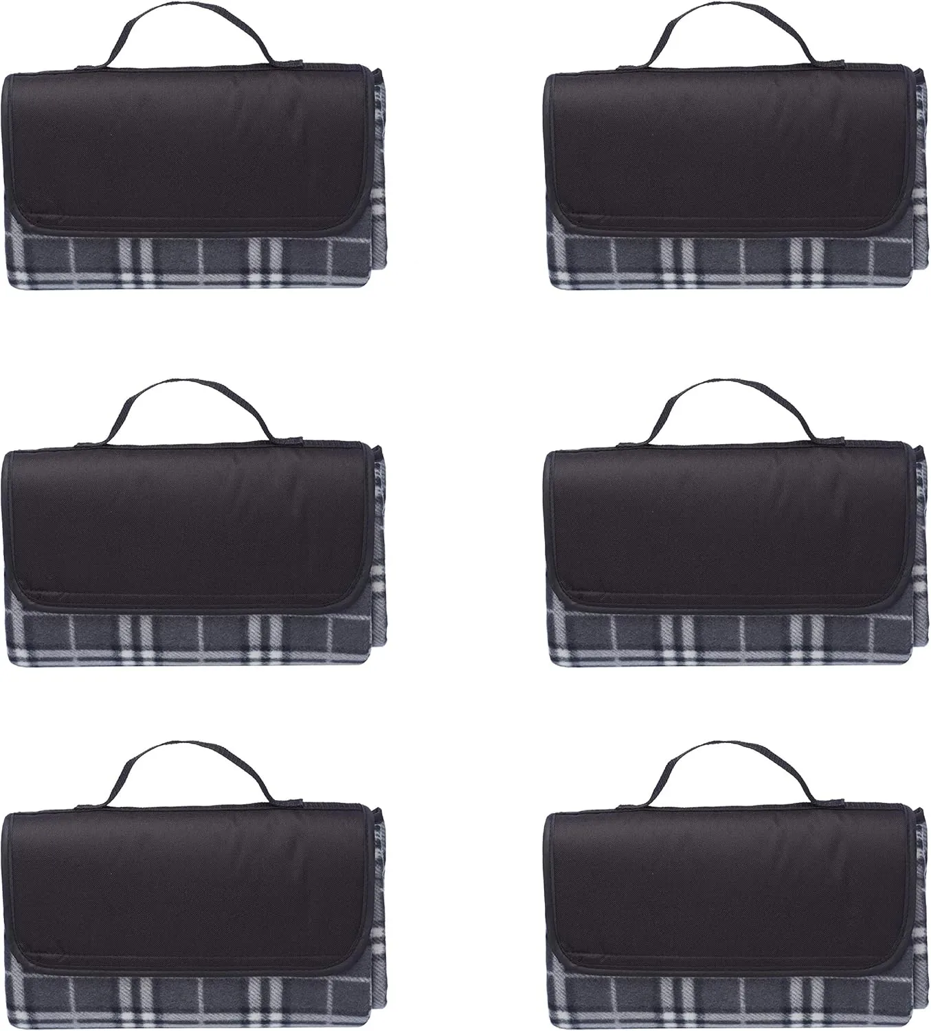DISCOUNT PROMOS Brookhaven Roll Up Picnic Blankets Set of 6, Bulk Pack - Great Outdoor Blanket for Camping, Picnic, Beach, Sports, Outdoor Activities - Grey
