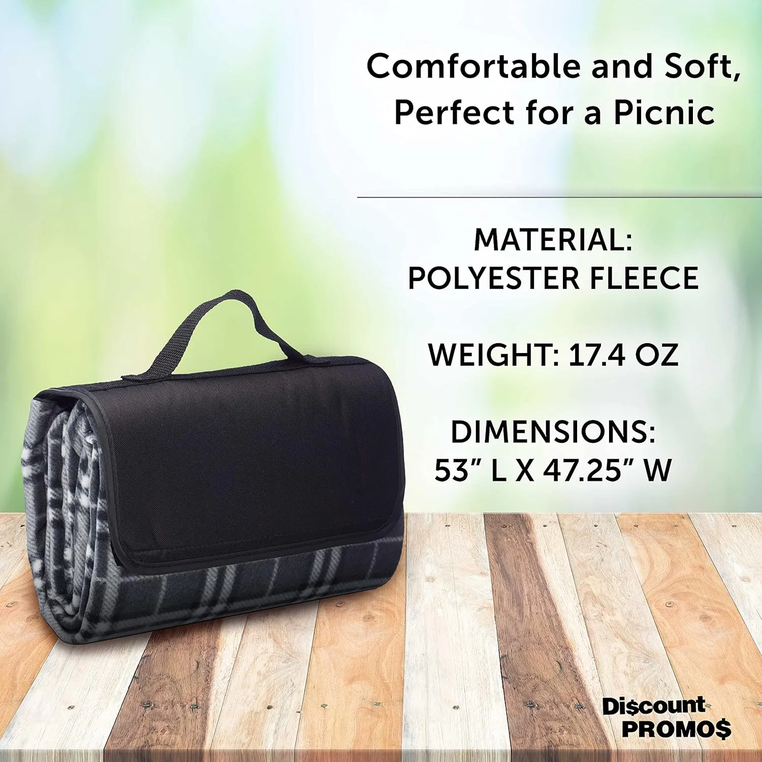 DISCOUNT PROMOS Brookhaven Roll Up Picnic Blankets Set of 6, Bulk Pack - Great Outdoor Blanket for Camping, Picnic, Beach, Sports, Outdoor Activities - Grey