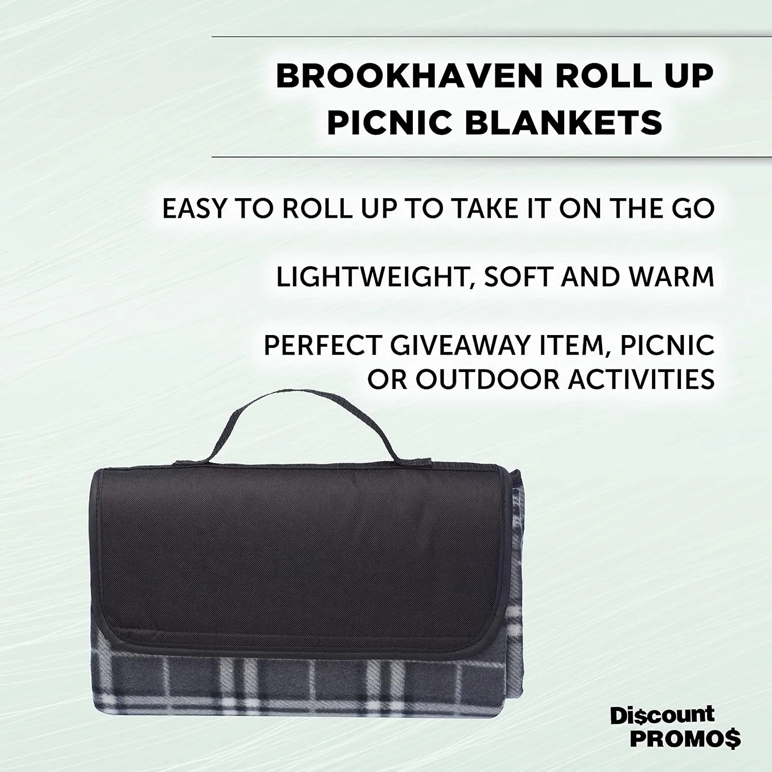 DISCOUNT PROMOS Brookhaven Roll Up Picnic Blankets Set of 6, Bulk Pack - Great Outdoor Blanket for Camping, Picnic, Beach, Sports, Outdoor Activities - Grey