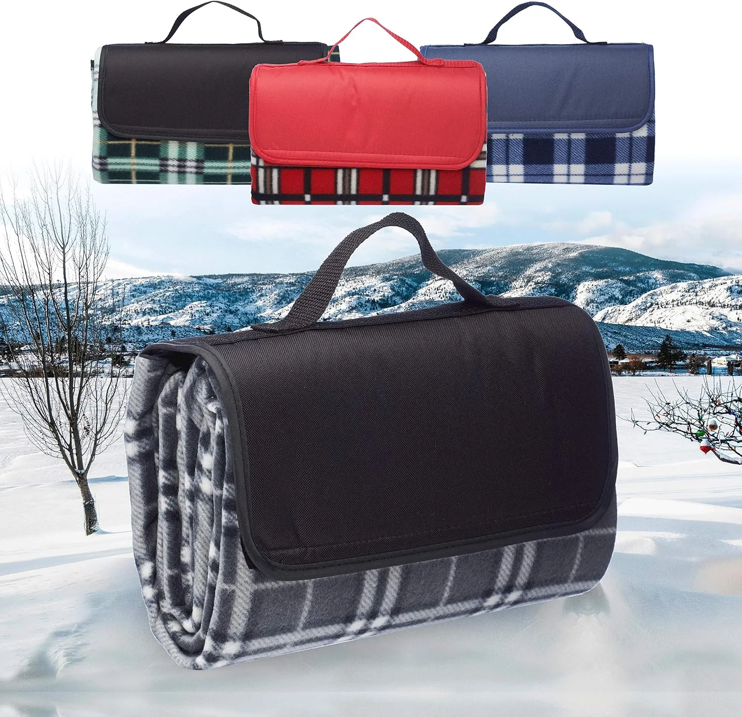 DISCOUNT PROMOS Brookhaven Roll Up Picnic Blankets Set of 6, Bulk Pack - Great Outdoor Blanket for Camping, Picnic, Beach, Sports, Outdoor Activities - Grey
