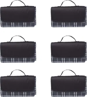 DISCOUNT PROMOS Brookhaven Roll Up Picnic Blankets Set of 6, Bulk Pack - Great Outdoor Blanket for Camping, Picnic, Beach, Sports, Outdoor Activities - Grey
