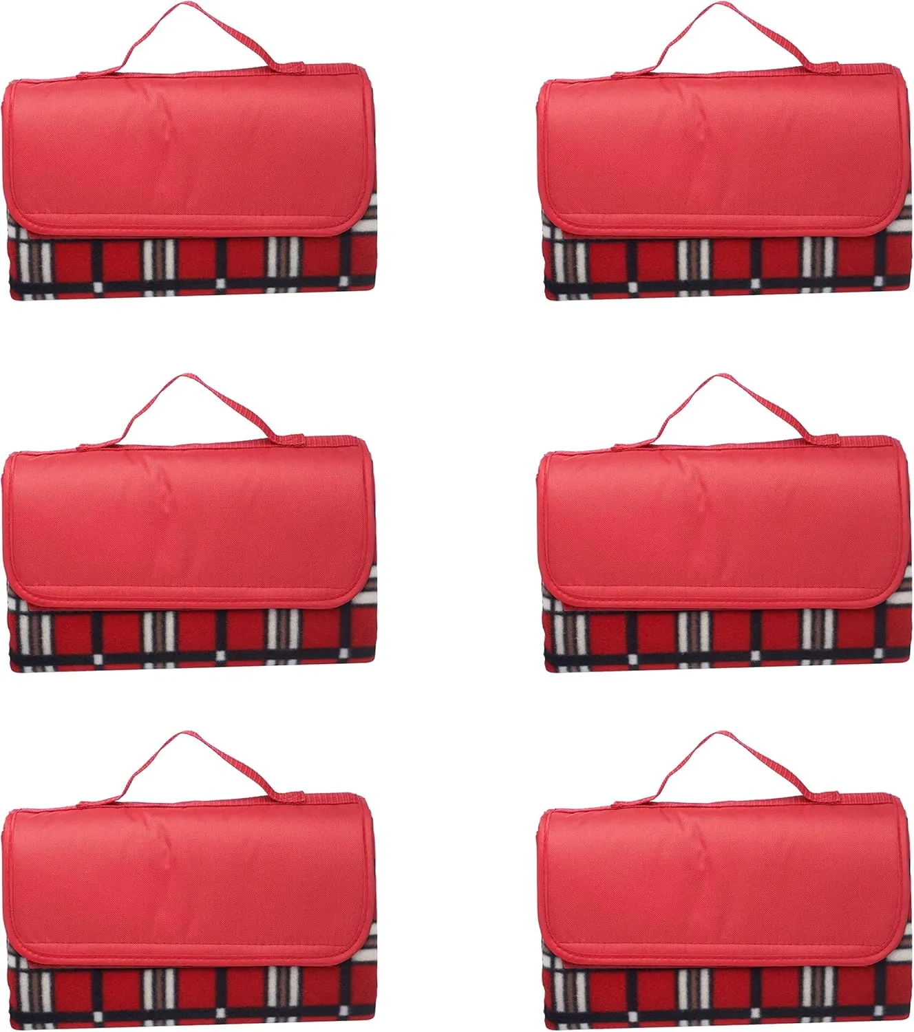 DISCOUNT PROMOS Brookhaven Roll Up Picnic Blankets Set of 6, Bulk Pack - Great Outdoor Blanket for Camping, Picnic, Beach, Sports, Outdoor Activities - Red