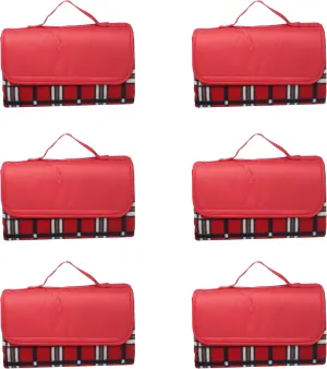 DISCOUNT PROMOS Brookhaven Roll Up Picnic Blankets Set of 6, Bulk Pack - Great Outdoor Blanket for Camping, Picnic, Beach, Sports, Outdoor Activities - Red