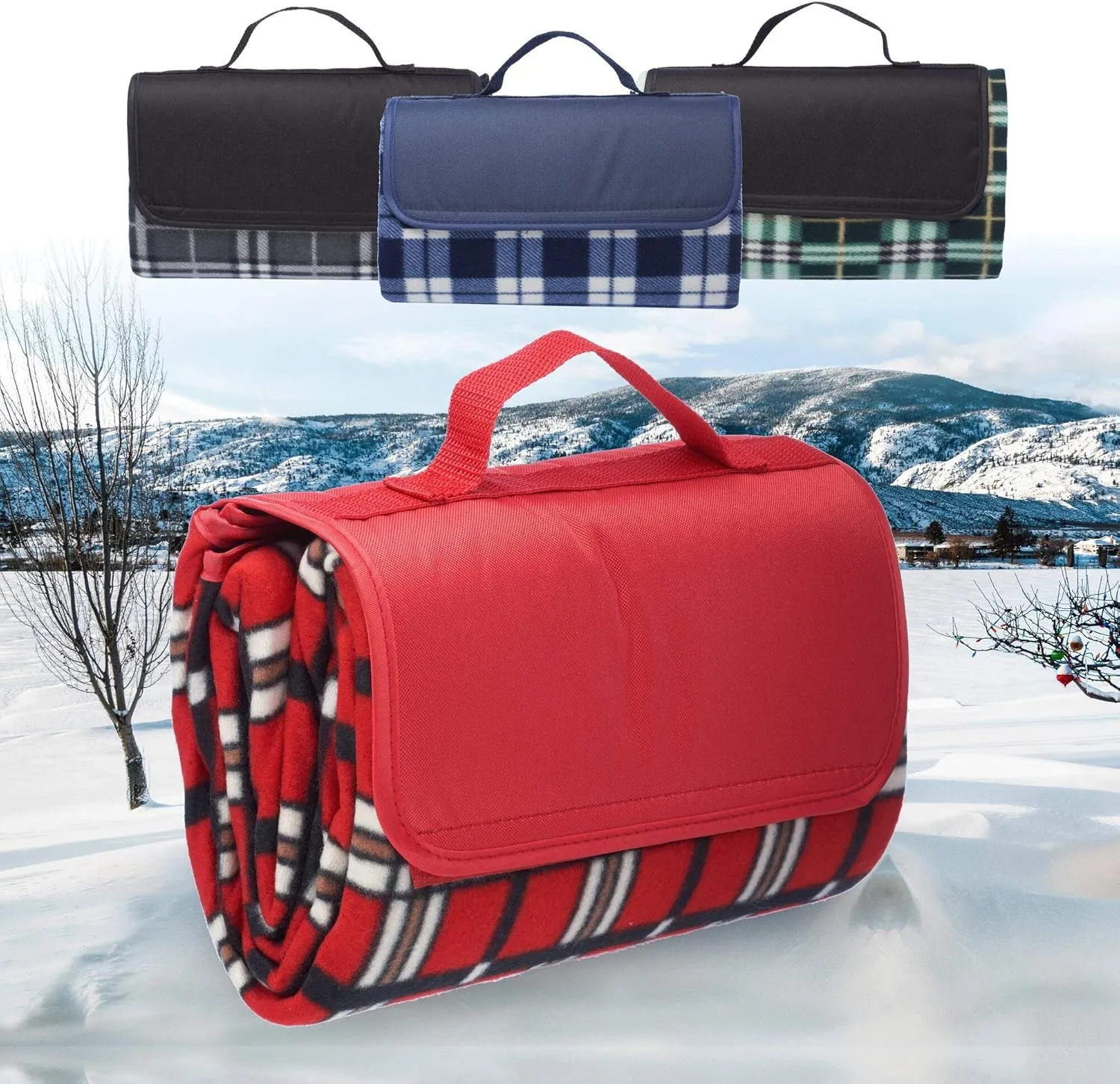 DISCOUNT PROMOS Brookhaven Roll Up Picnic Blankets Set of 6, Bulk Pack - Great Outdoor Blanket for Camping, Picnic, Beach, Sports, Outdoor Activities - Red
