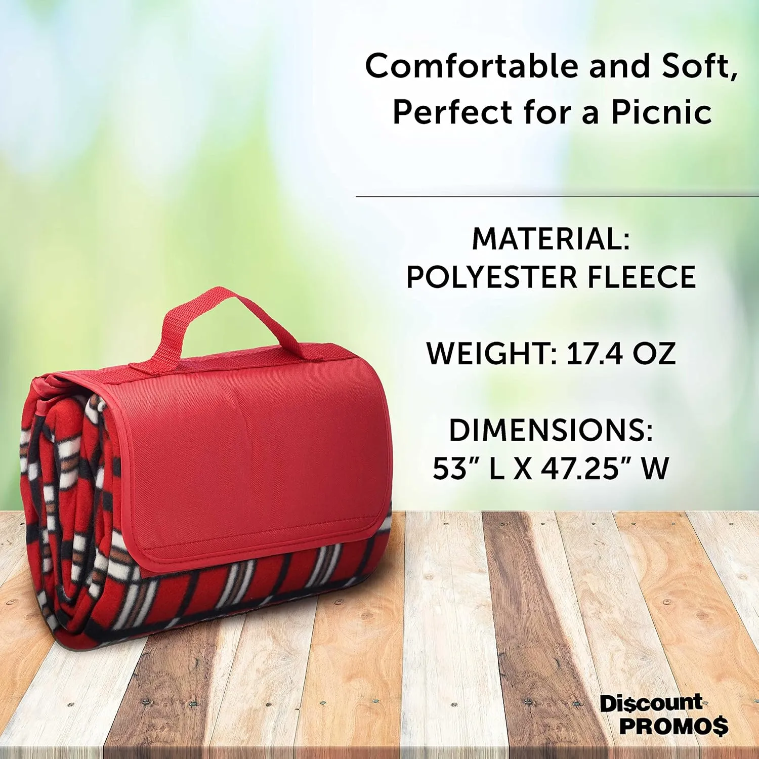 DISCOUNT PROMOS Brookhaven Roll Up Picnic Blankets Set of 6, Bulk Pack - Great Outdoor Blanket for Camping, Picnic, Beach, Sports, Outdoor Activities - Red