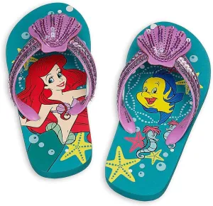 Disney Store Girls Ariel - The Little Mermaid"Fortunate Soles" Flip Flops Green