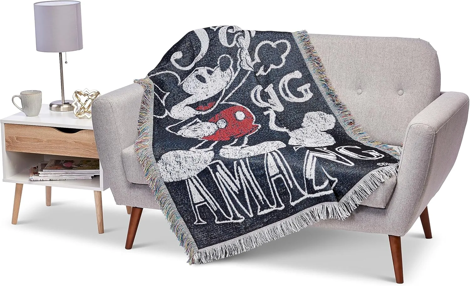 Disney's Mickey Mouse, "Amazing Day" Woven Tapestry Throw Blanket, 48" x 60", Multi Color