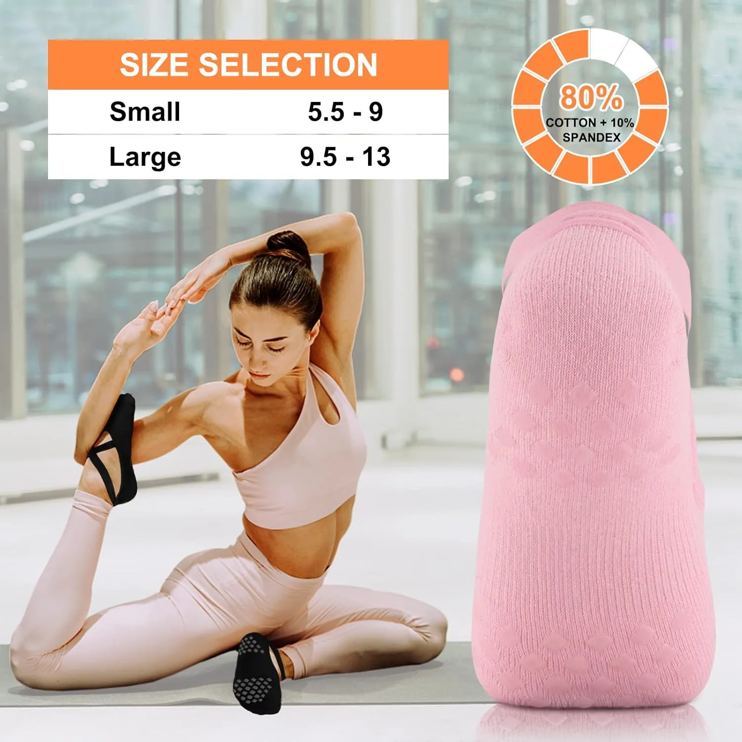Diu Life 3 Pack Pilates Socks Yoga Socks with Grips for Women Non Slip, Workout, Pure Barre, Ballet, Dance, Hospital Socks