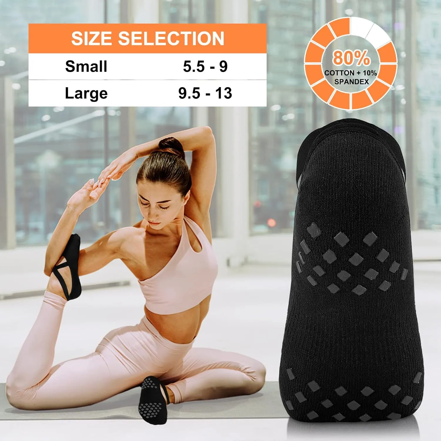 Diu Life 3 Pack Pilates Socks Yoga Socks with Grips for Women Non Slip, Workout, Pure Barre, Ballet, Dance, Hospital Socks