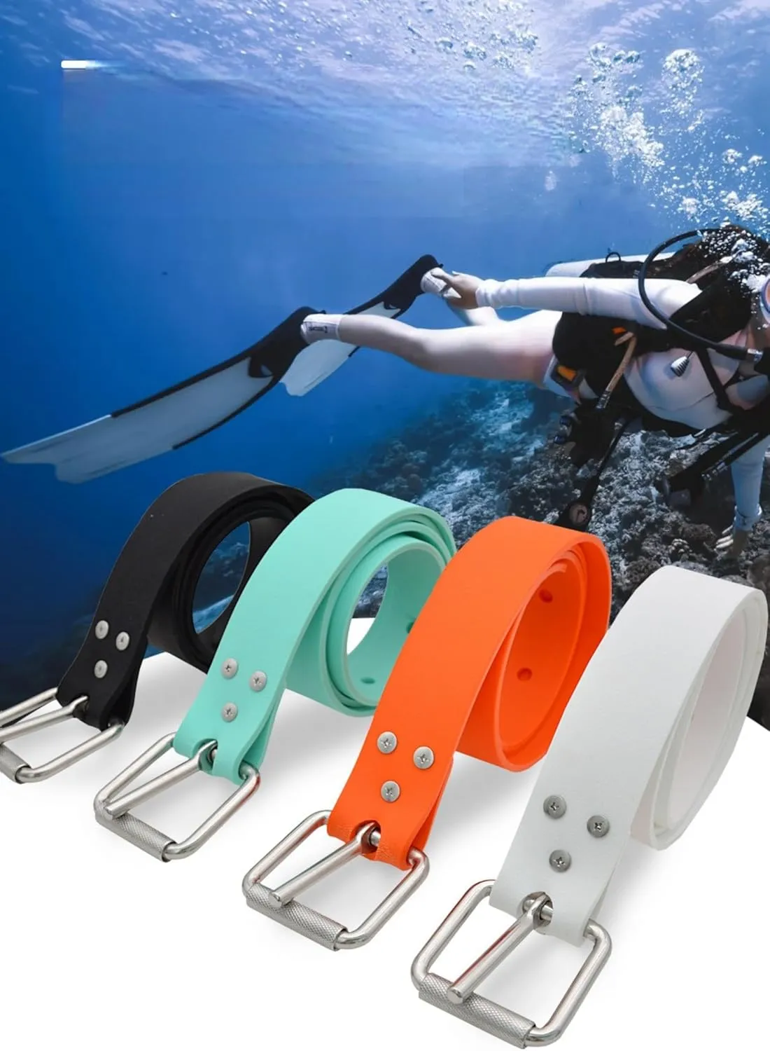 Diving Weight Belt with Quick Release Stainless Steel Buckle Rubber Weight Belts for Free Diving, Spear Fishing Diving Belt 53 inches(1.35m)