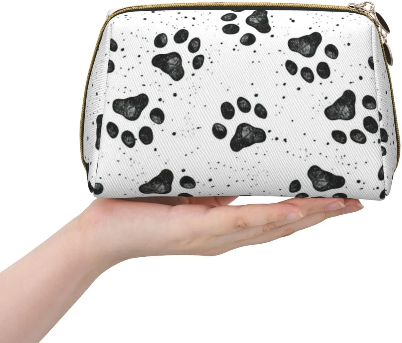 Dog Paw Pattern Toiletry Pouch, Travel-Friendly Makeup Organizer For Makeup Brushes, Lipsticks