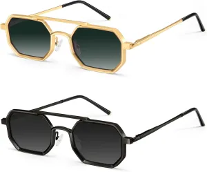 Dollger Sunglasses Mens Square Aviator Spring Hinges Metal Frame Sun Glasses Comfort Punk Shades Men