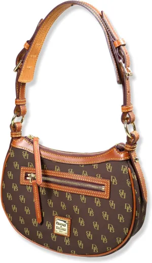 Dooney & Bourke Women's Classic Jacquard Print Round Crescent Hobo Bag Purse,