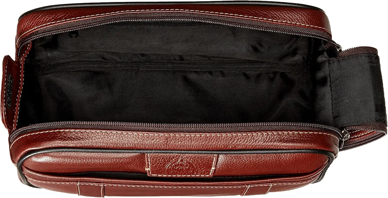 Dopp Men's Country Saddle Soft Sided Multi-Zip Travel Kit-Leather, Brown, One Size