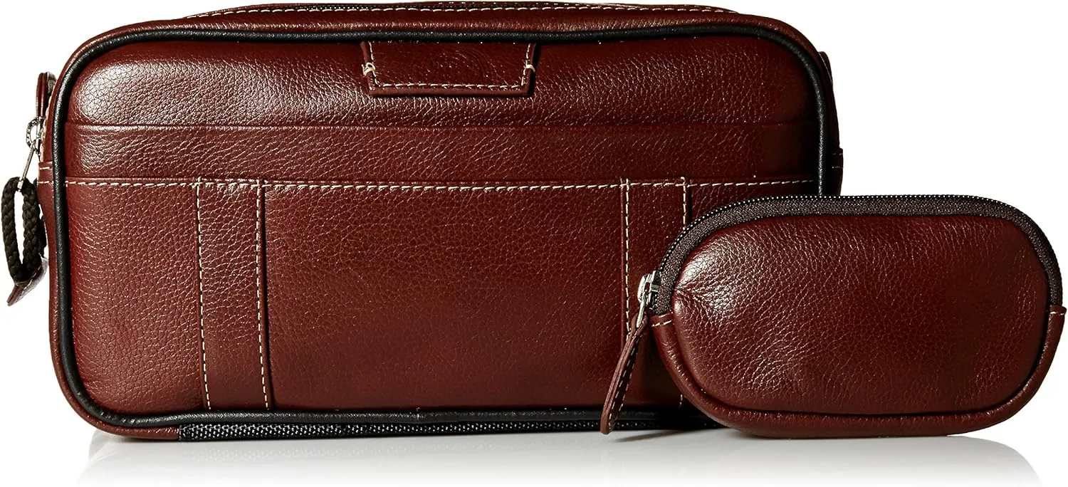 Dopp Men's Country Saddle Soft Sided Multi-Zip Travel Kit-Leather, Brown, One Size
