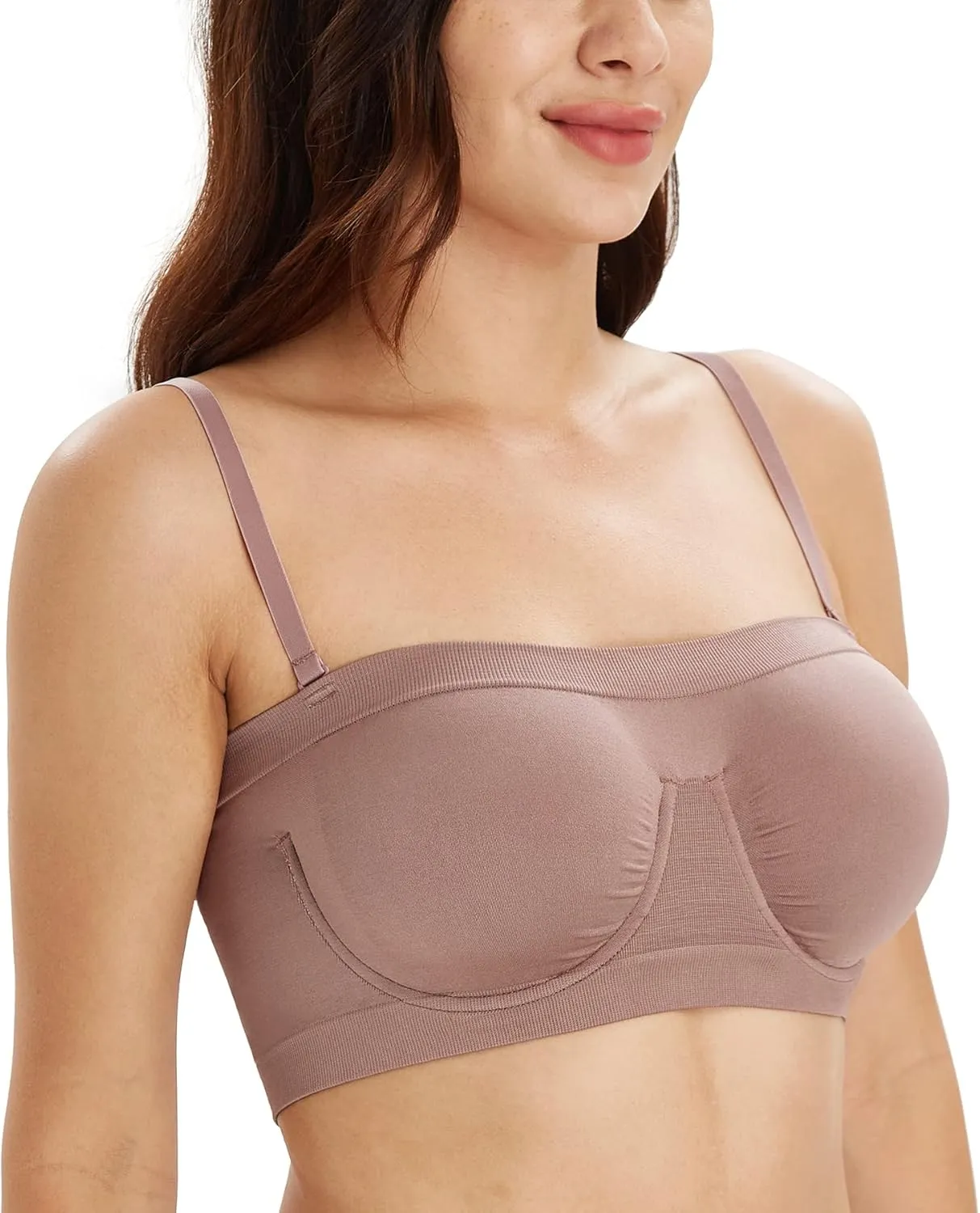 DotVol Women's Underwire Bralette Non Padded Bandeau Tube Top Multiway Bra